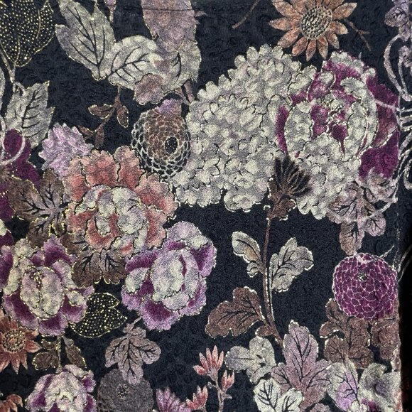 NWT MSK Floral Blouse. XL Cowl Neck Gold Glitter Whimsical Fairy Boho - Picture 8 of 14